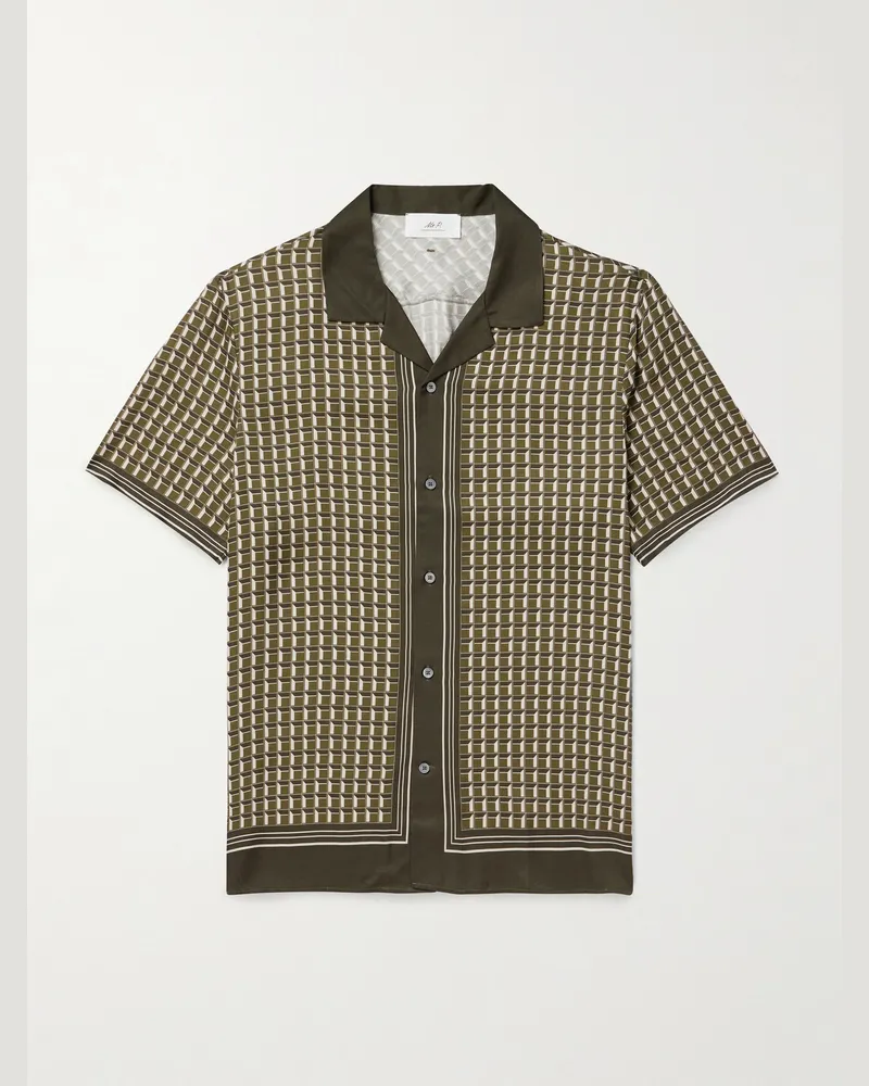MR P. Camp-Collar Printed ECOVERO™-Twill Shirt Green