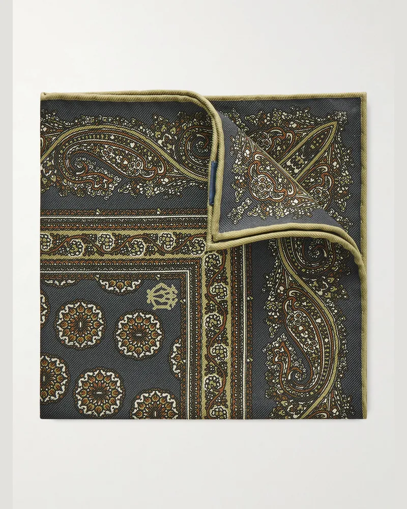 Dunhill Printed Mulberry Silk-Twill Pocket Square Black