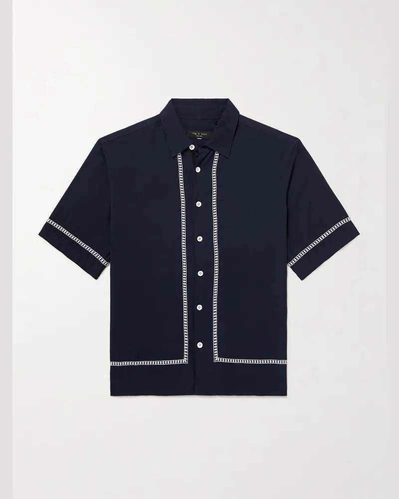 Rag & Bone Hemd aus Twill mit Stickereien Blau