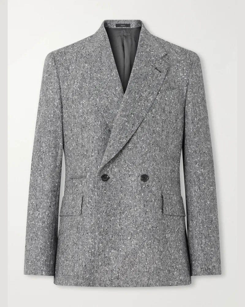 Paul Smith Double-Breasted Donegal Wool-Tweed Blazer Gray