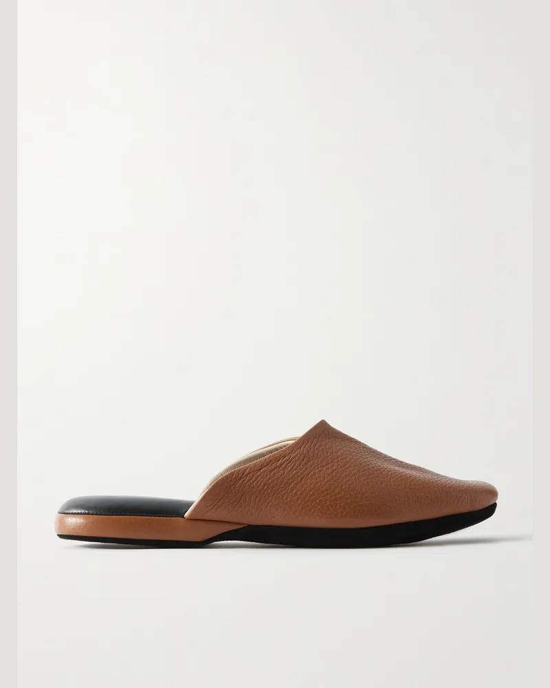 Charvet Slippers aus vollnarbigem Leder Braun