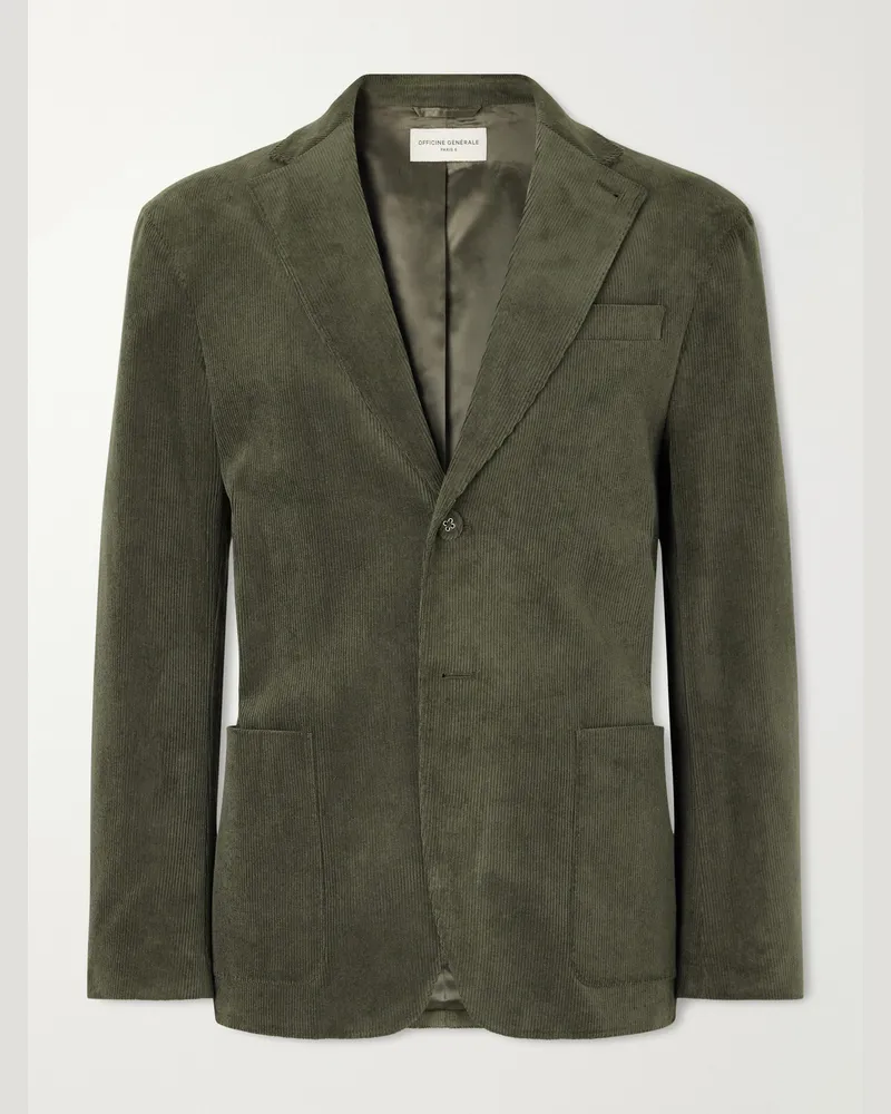 Officine Generale Michel Cotton-Blend Corduroy Suit Jacket Green