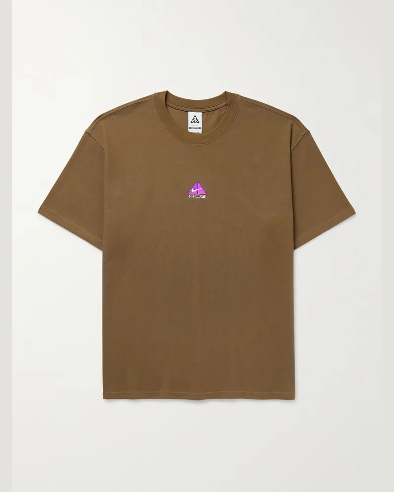 Nike ACG T-Shirt aus „Dri-FIT“-Material mit Logostickerei Braun