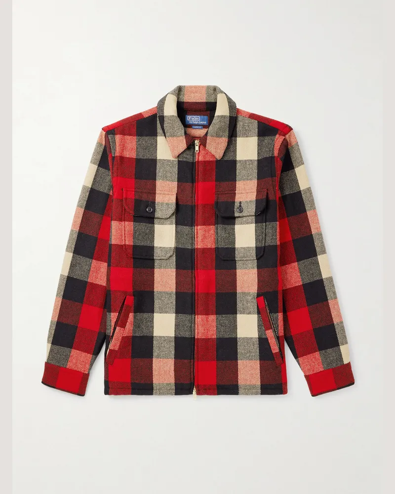 Ralph Lauren Karierte Hemdjacke aus einer Wollmischung Rot