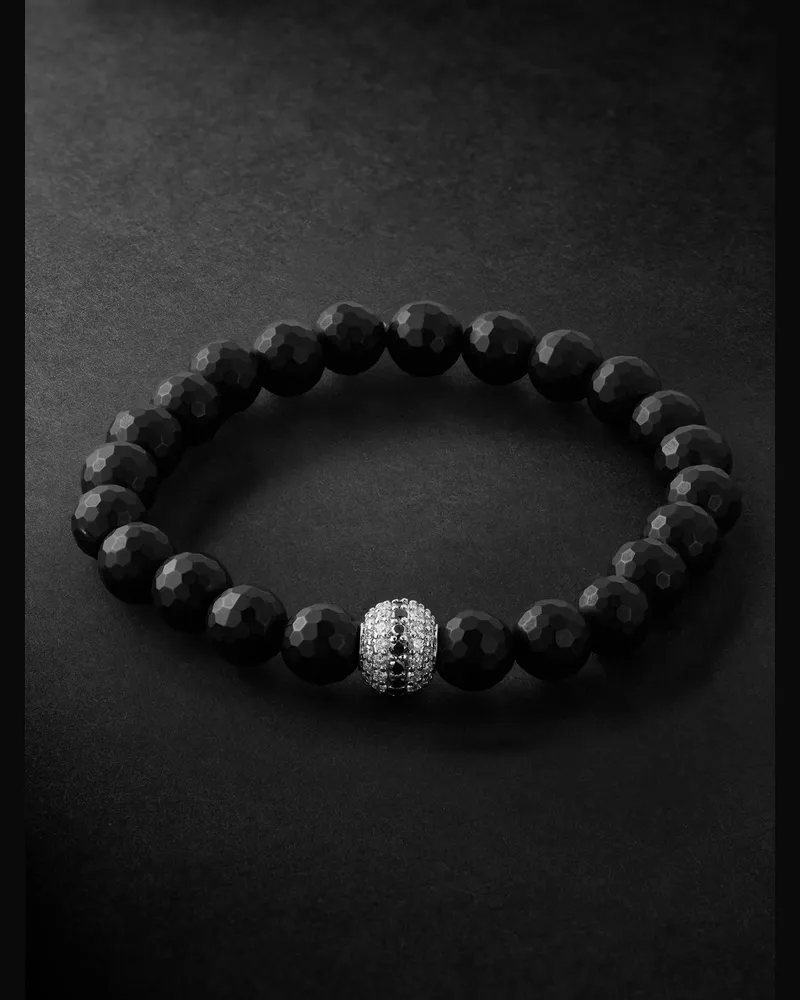 Sydney Evan Mala Armband mit Onyxen und Detail aus Weißgold mit Diamanten Schwarz
