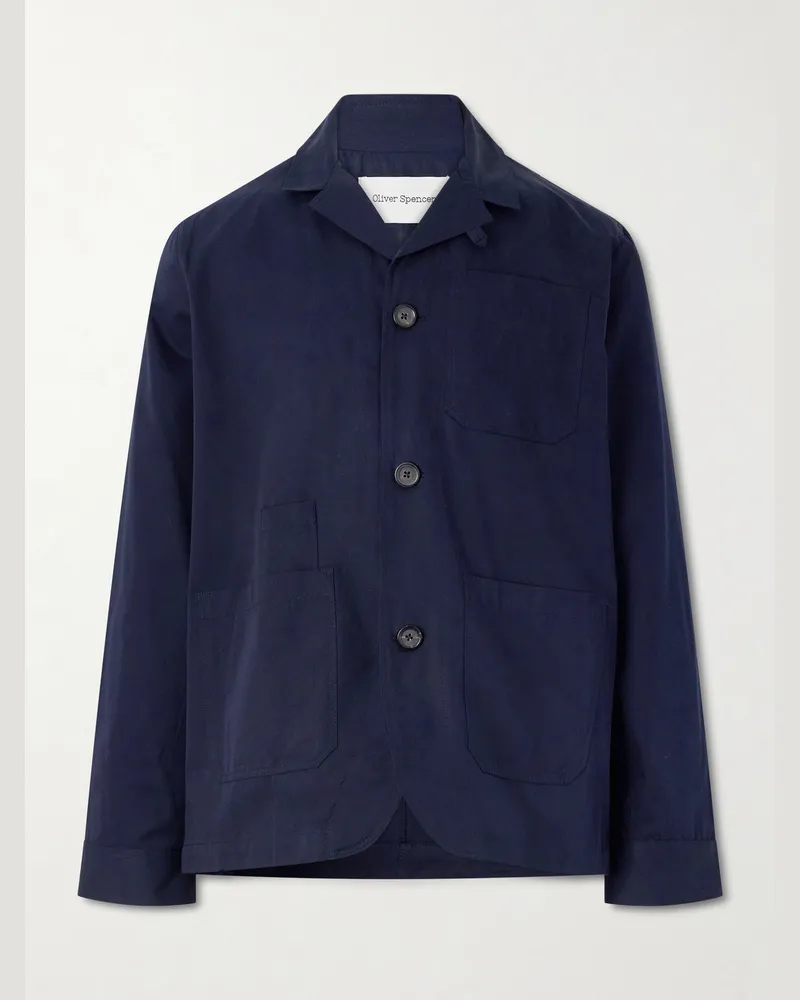 Oliver Spencer Bradwell Cotton Overshirt Blue