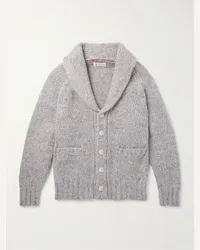 Brunello Cucinelli Cardigan aus Strick mit Schalkragen Grau