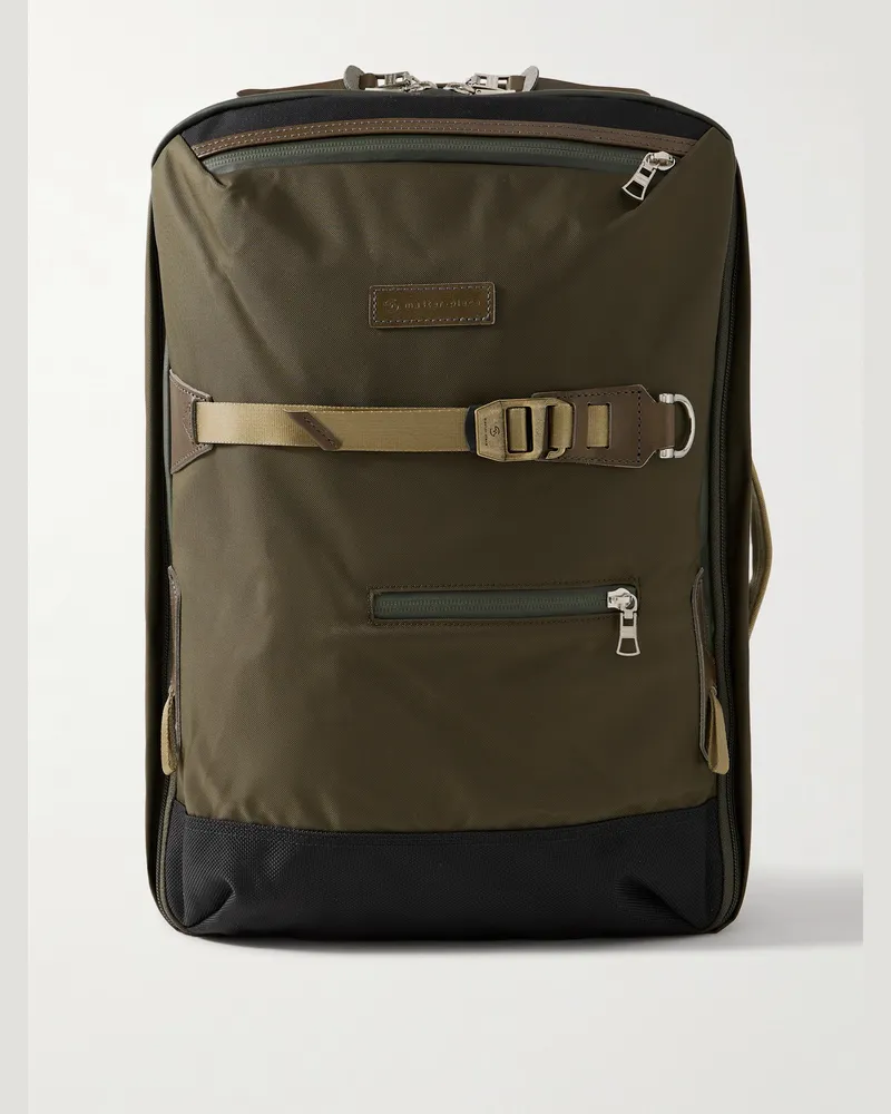 MASTER PIECE Potential 2-Way Rucksack aus „CORDURA® MasterTeX“-Material mit Lederbesatz und Webband Grün