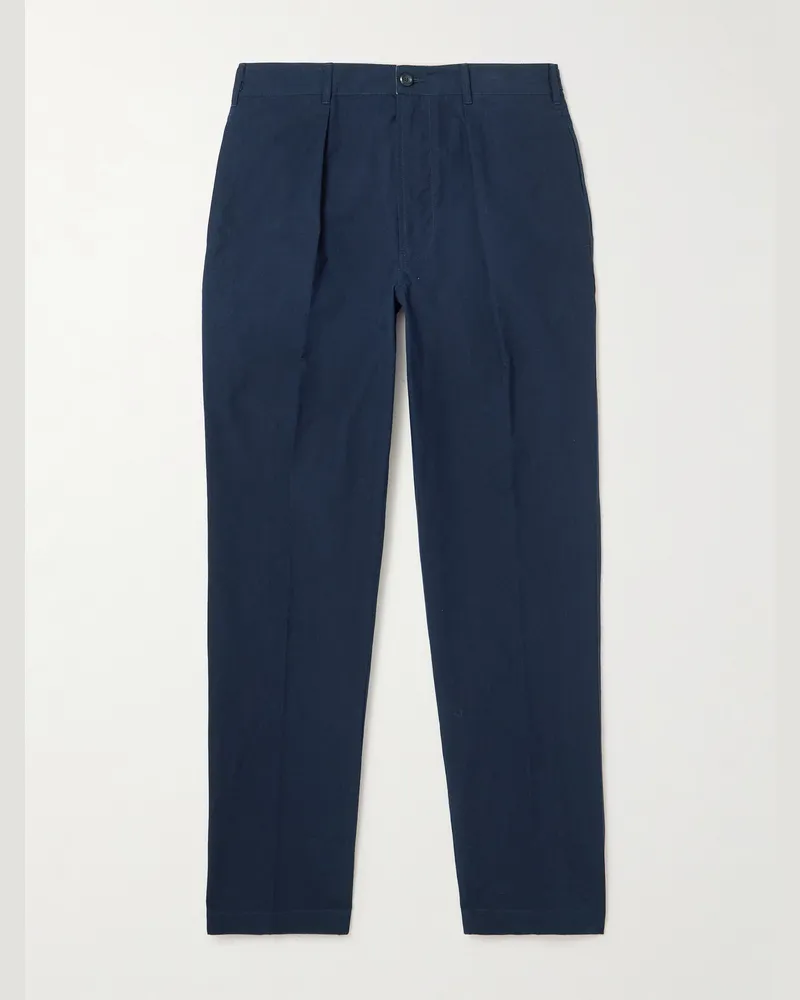 Drake's HIM Games schmal zulaufende Hose aus Baumwoll-Ripstop Blau