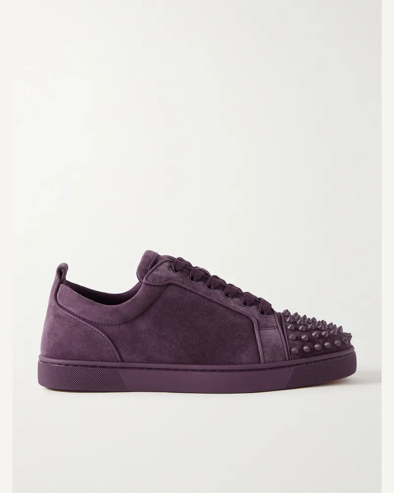 Christian Louboutin Louis Junior Sneakers aus Veloursleder mit Querkappe und Stachelnieten Lila