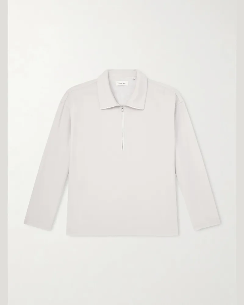 Frame Denim Virgin Wool Half-Zip Sweater Gray