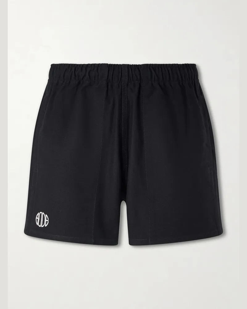 BODE Field gerade geschnittene Shorts aus Baumwoll-Twill mit Logostickerei Schwarz