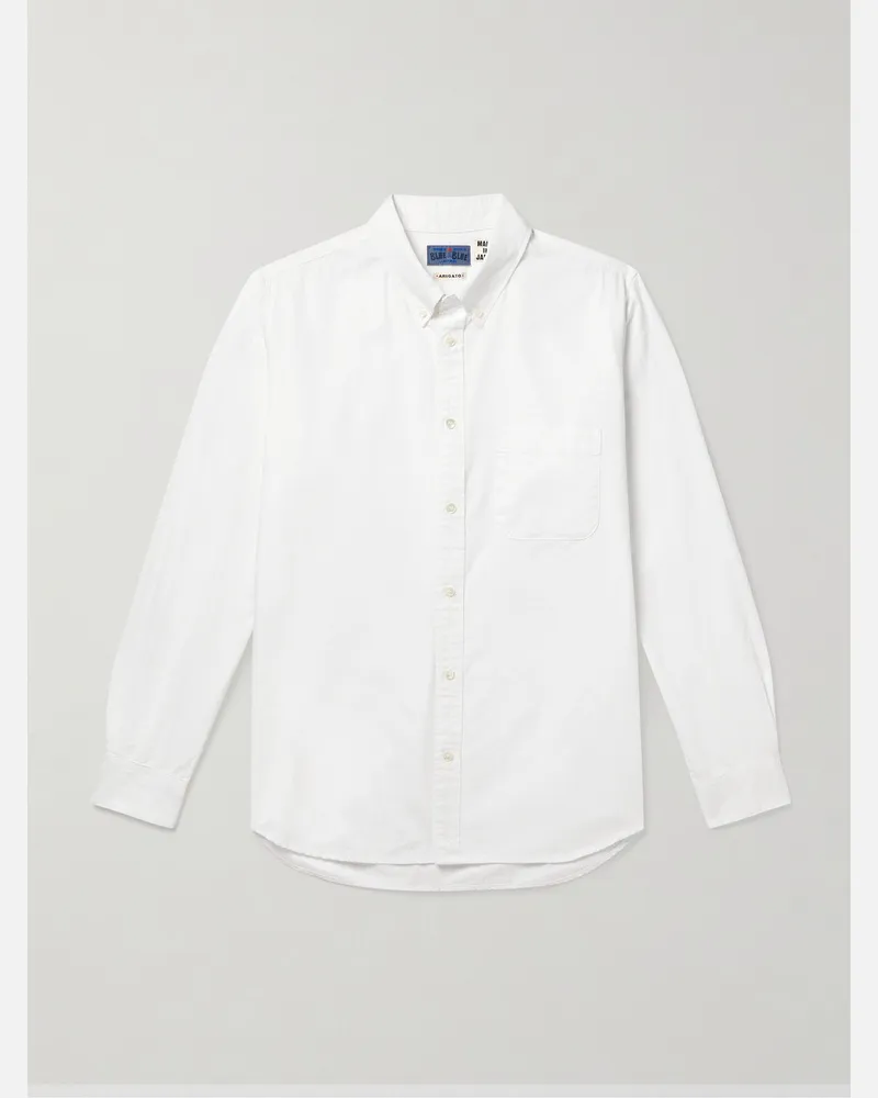Blue Blue Japan Hemd aus Baumwoll-Oxford mit Button-Down-Kragen Weiß