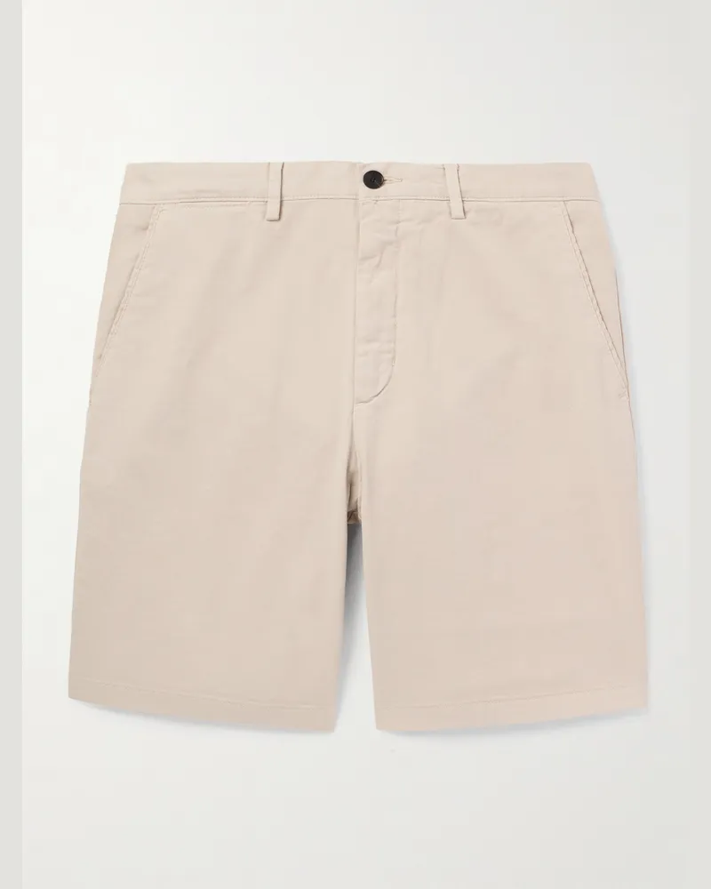 MR P. Straight-Leg Garment-Dyed Cotton-Blend Twill Bermuda Shorts Neutrals