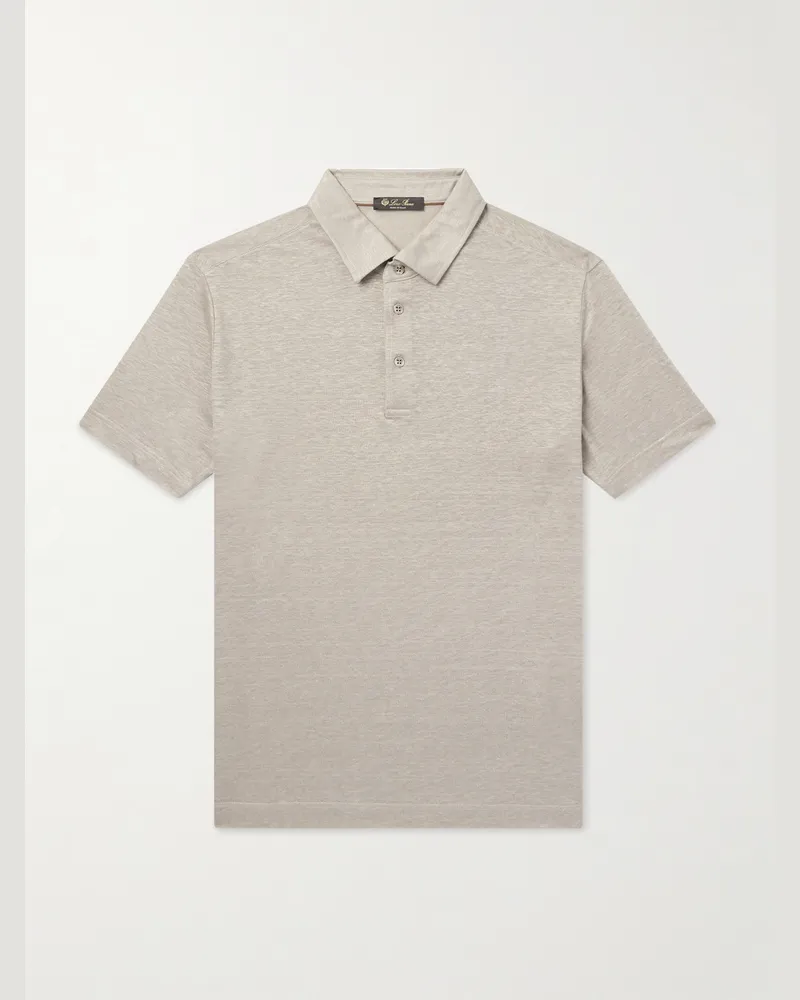 Loro Piana Polohemd aus Leinen Neutral