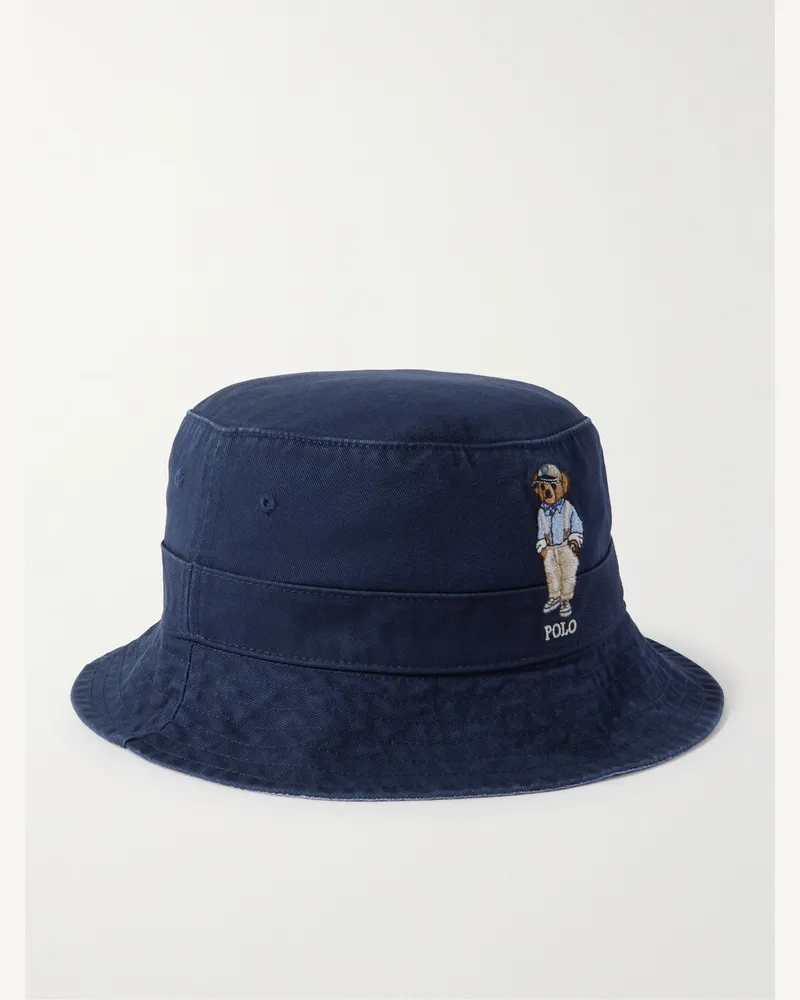 Ralph Lauren Fischerhut aus Baumwoll-Twill mit Logostickerei Blau