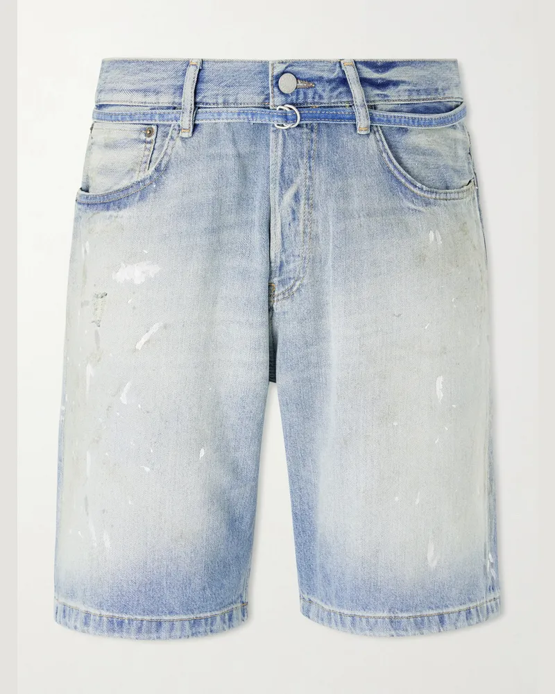 Acne Studios Roland gerade geschnittene Jeansshorts mit Farbspritzern in Distressed-Optik Blau