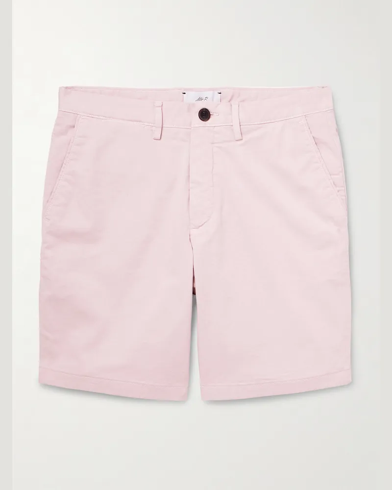 MR P. Gerade geschnittene Bermudashorts aus Twill aus einer Baumwollmischung in Stückfärbung Pink