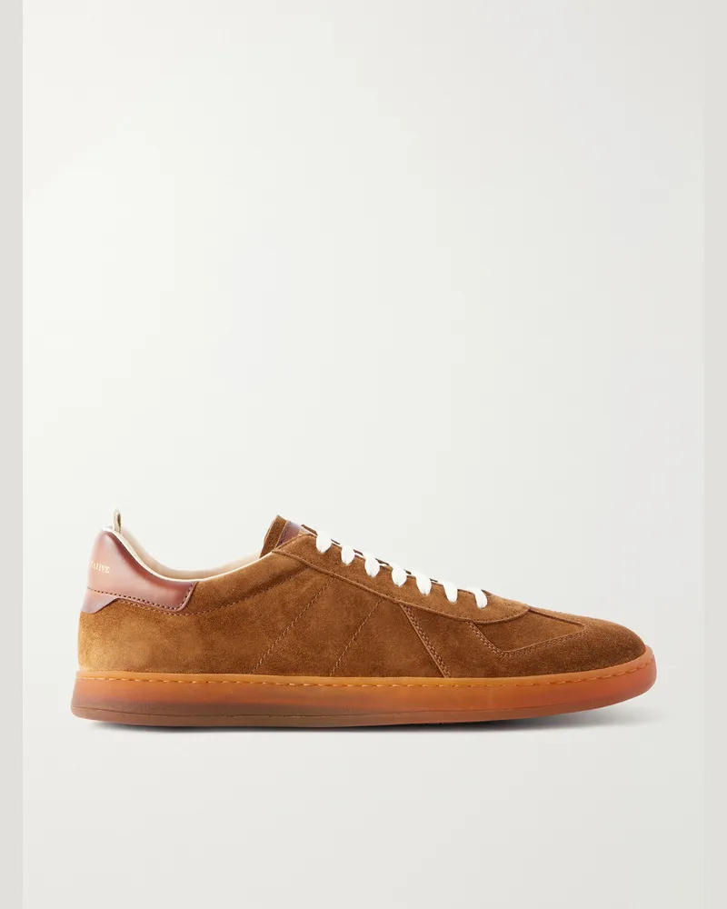 Officine Creative Italia Militia 002 Leather-Trimmed Suede Sneakers Brown