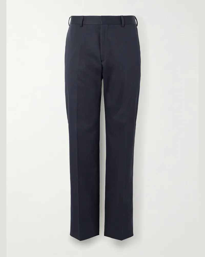 Paul Smith Gerade geschnittene Hose aus Twill aus einer Baumwollmischung Blau