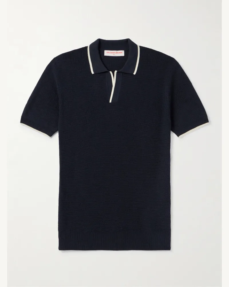 Orlebar Brown Horton Merino Wool Polo Shirt Blue