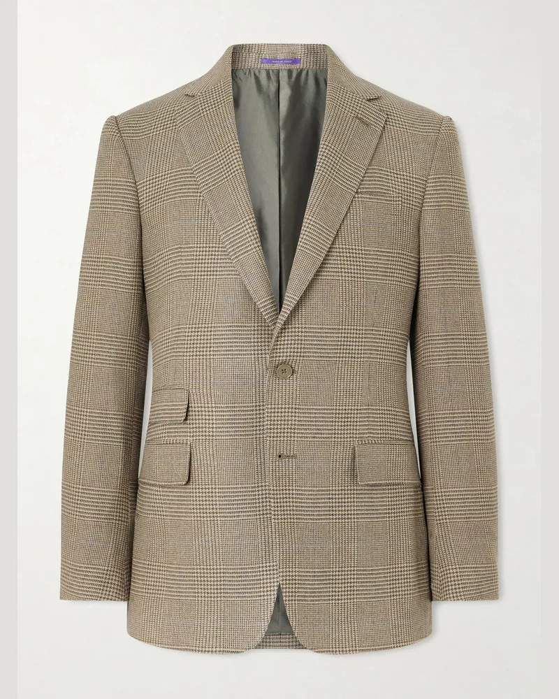 Ralph Lauren Checked Silk, Wool and Cashmere-Blend Blazer Green