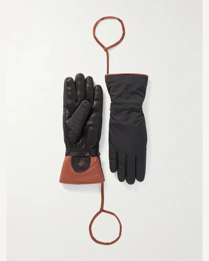 Loro Piana Skihandschuhe mit Lederbesatz Schwarz