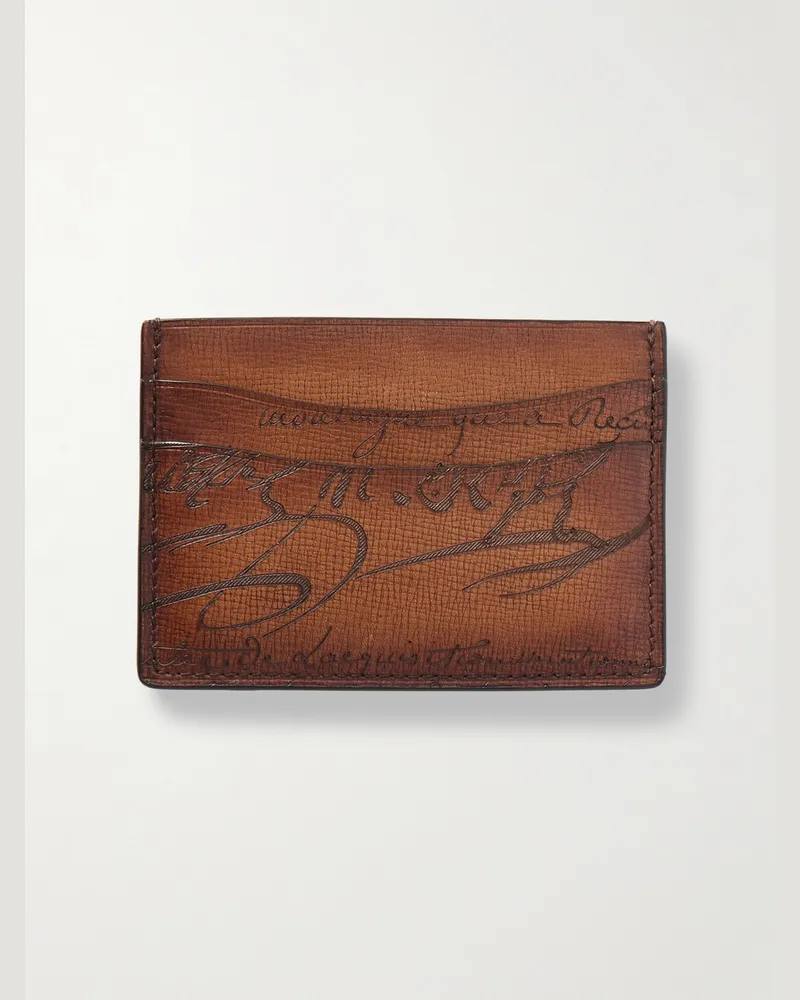 Berluti Bambou Neo Scritto Venezia Leather Cardholder Brown