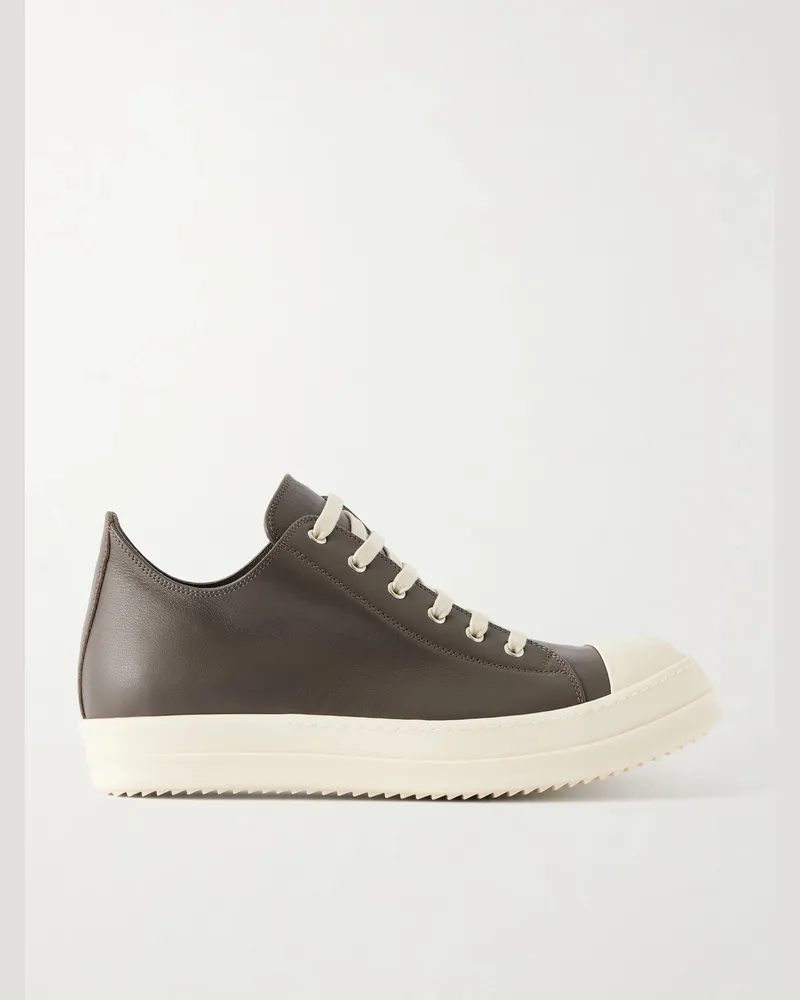 Rick Owens Ramones Leather and Rubber Sneakers Brown