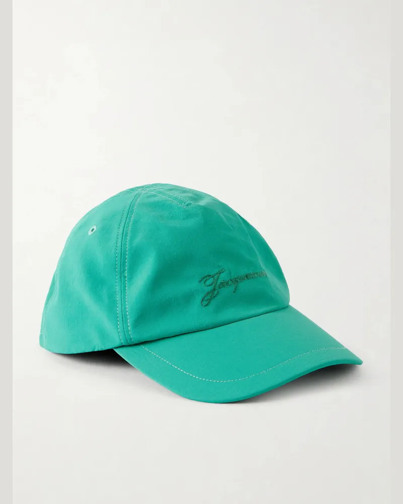 Jacquemus Baluchon Logo-Embroidered Shell Baseball Cap Green