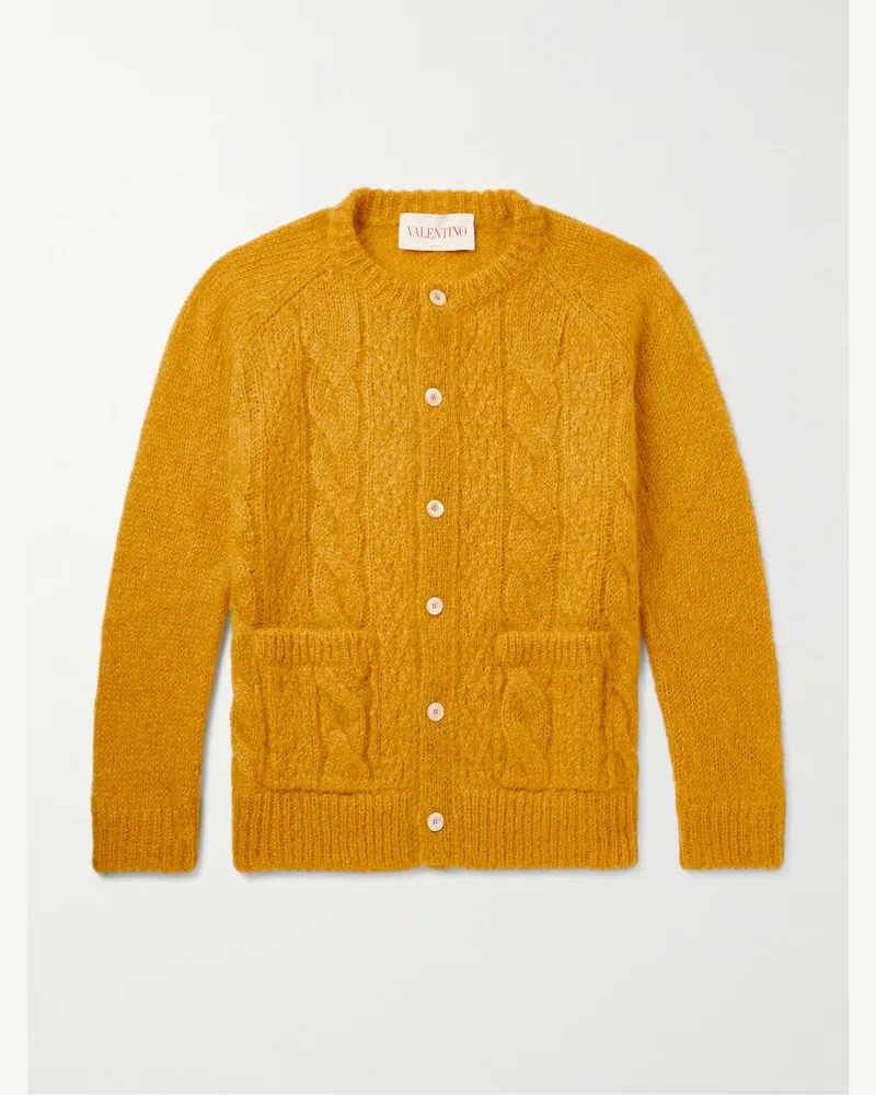Valentino Garavani Cardigan aus einer Mohairmischung in Zopfstrick Orange