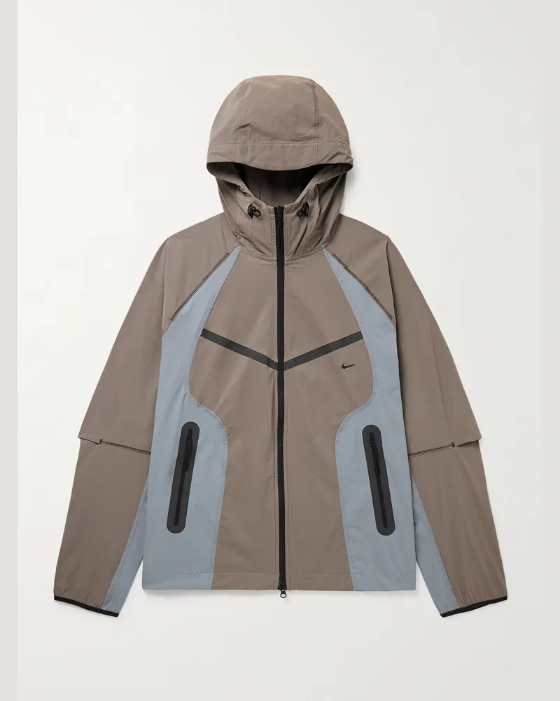 Nike Tech Kapuzenjacke aus Stretch-Nylon mit Logoprint Braun