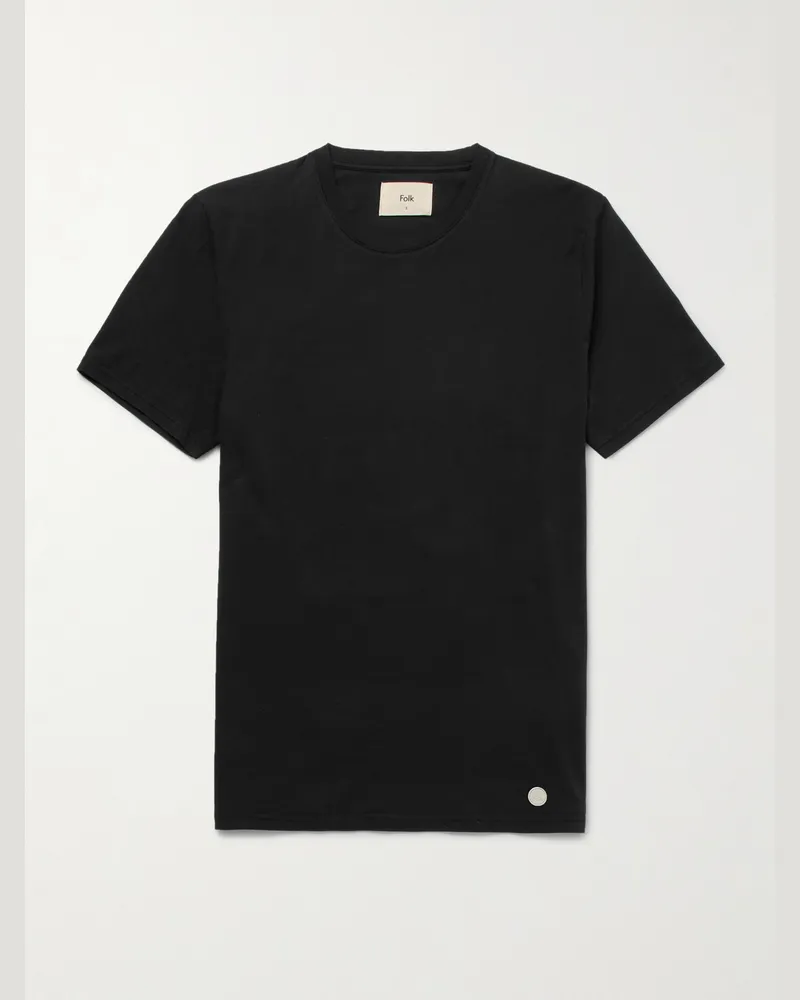 Folk Assembly T-Shirt aus Baumwoll-Jersey Schwarz