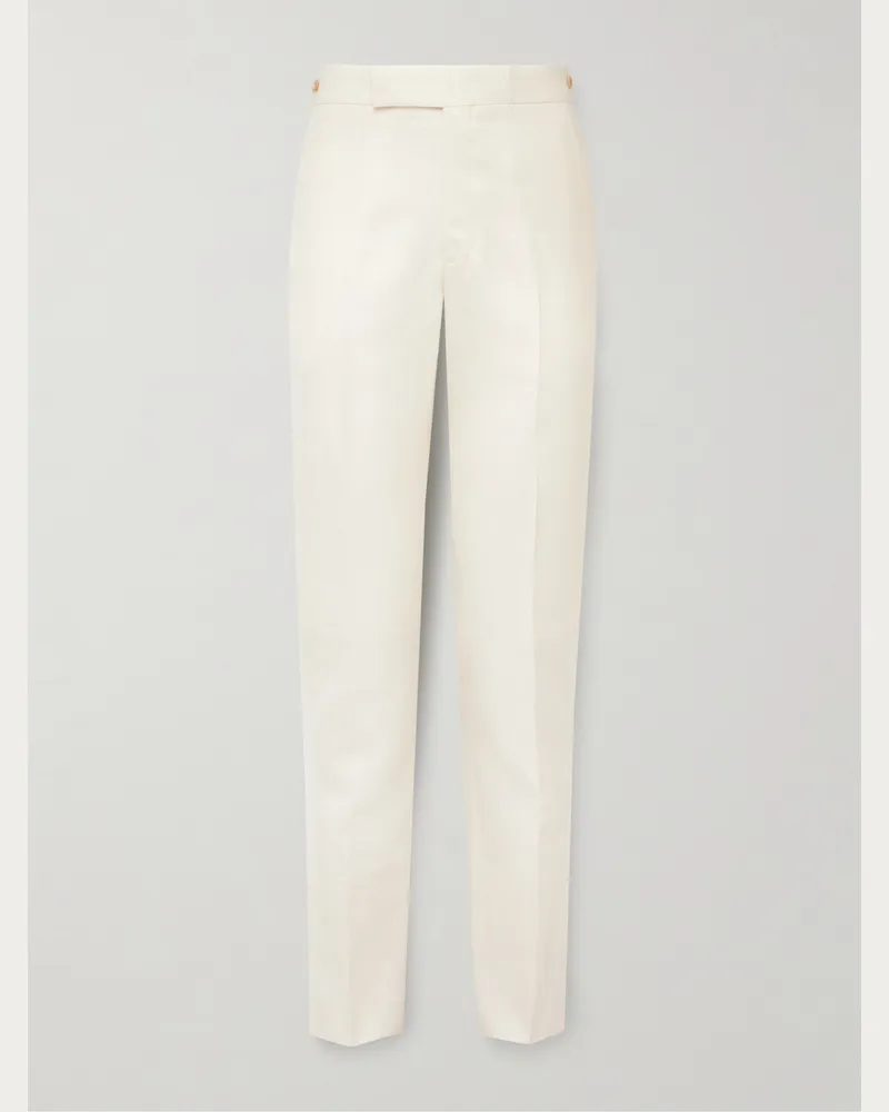 Gabriela Hearst Sebastian schmal und gerade geschnittene Hose aus Twill aus einer Mischung aus Wolle, Seide und Leinen Neutral
