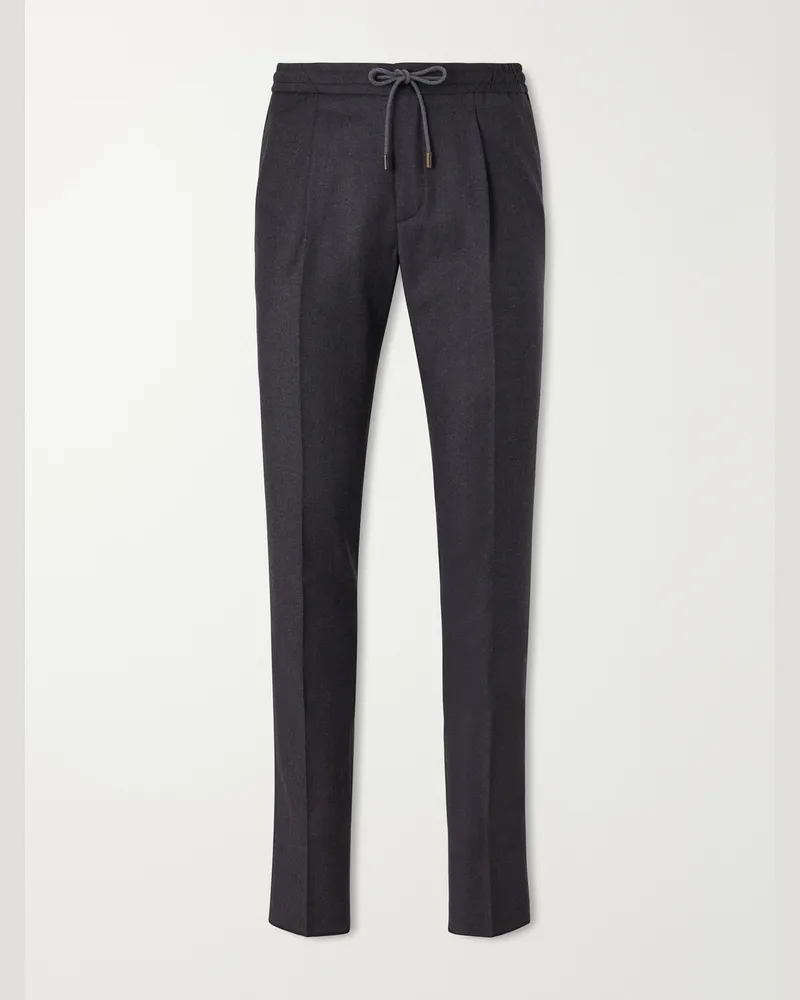 Slowear Tapered Wool Drawstring Trousers Gray