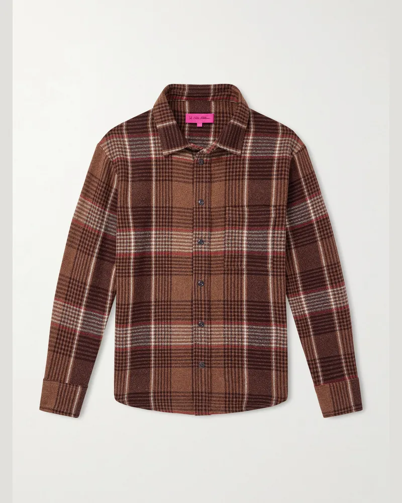 The Elder Statesman Kariertes Hemd aus Kaschmir Braun