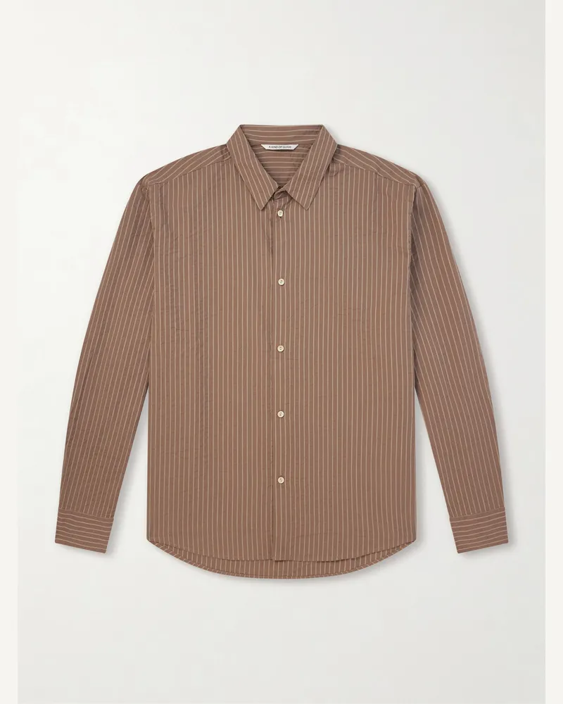 A Kind Of Guise Fulvio Hemd aus gestreiftem Baumwoll-Seersucker Neutral