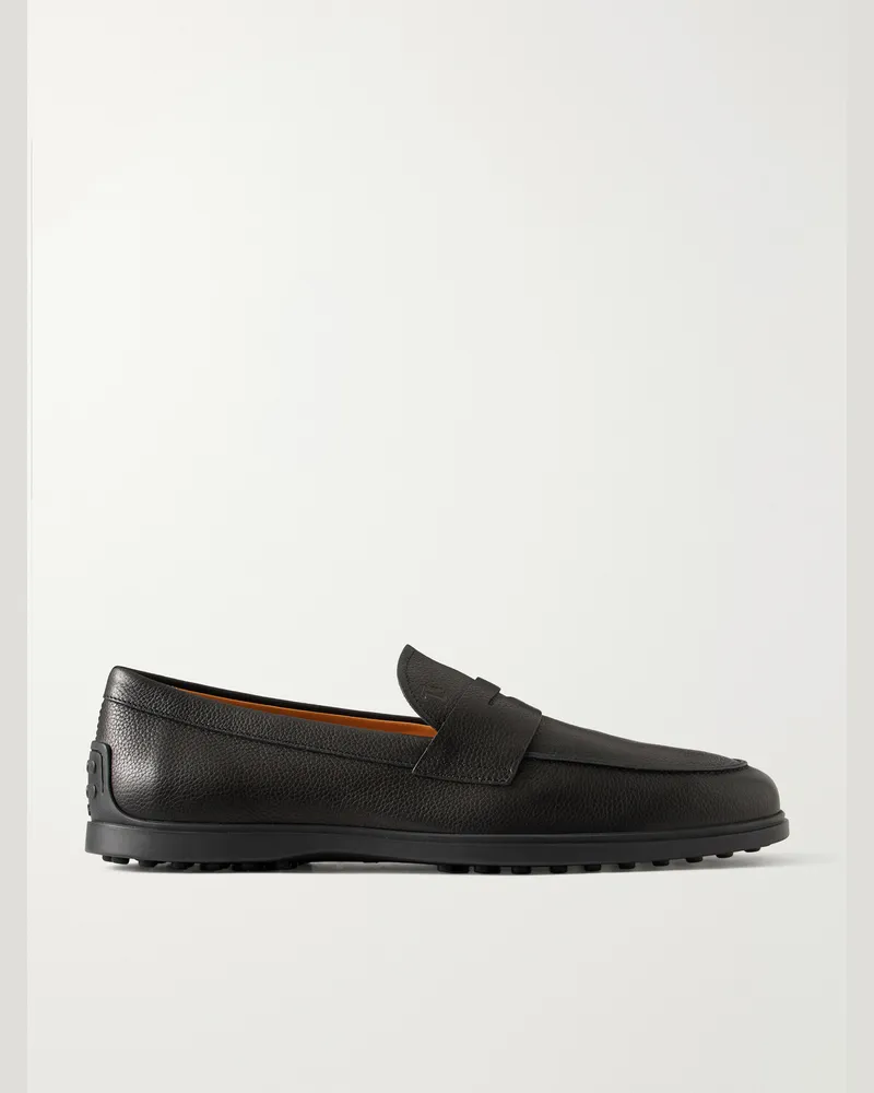 TOD'S Full-Grain Leather Penny Loafers Black
