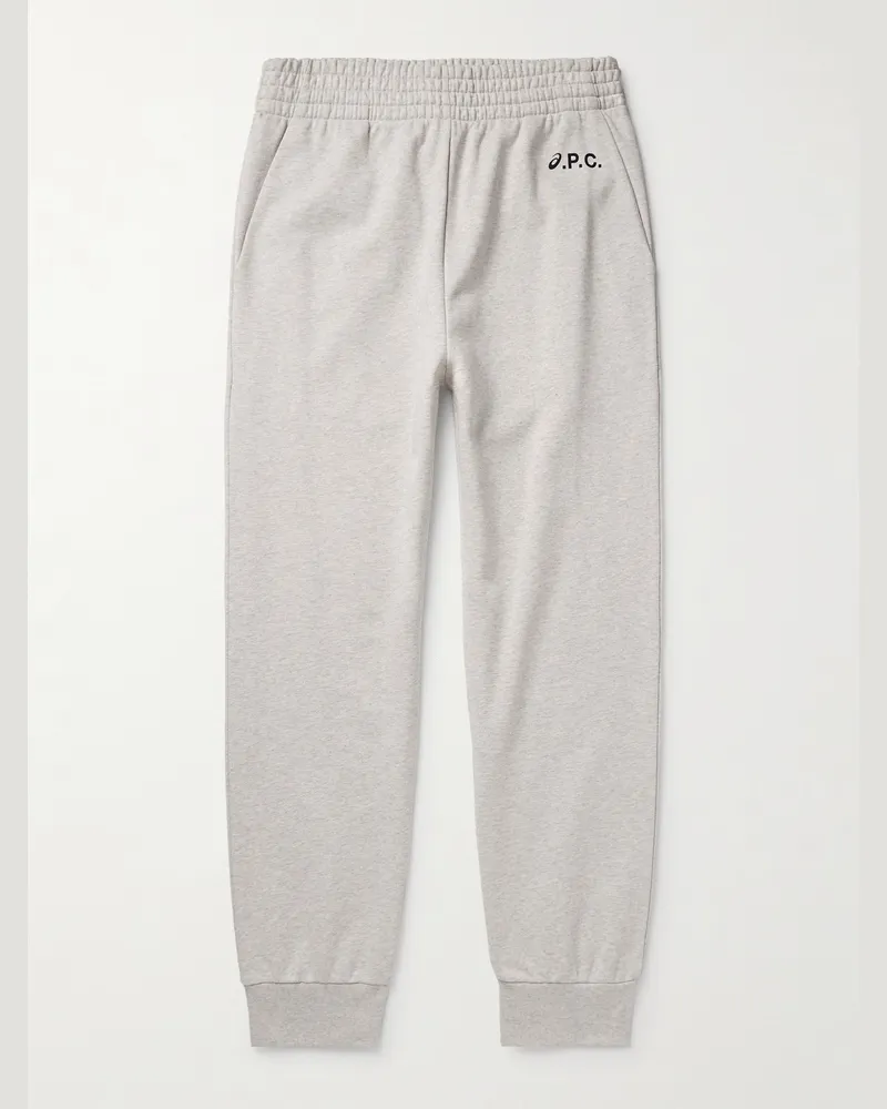 A.P.C. ASICS Jogging Hill schmal zulaufende Jogginghose aus Biobaumwoll-Jersey mit Logoprint Grau