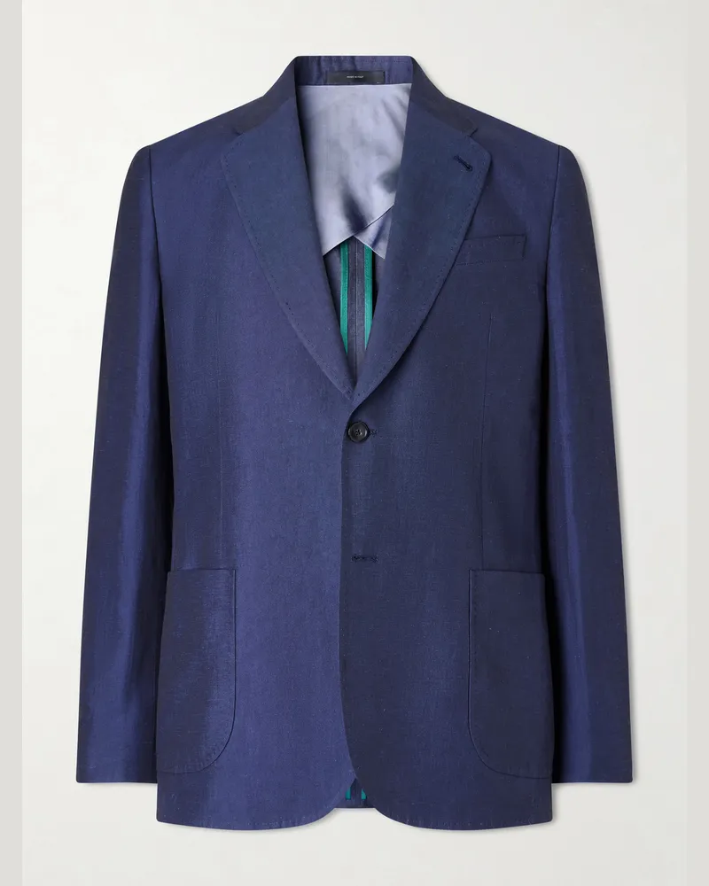 Paul Smith Cotton and Linen-Blend Suit Jacket Blue