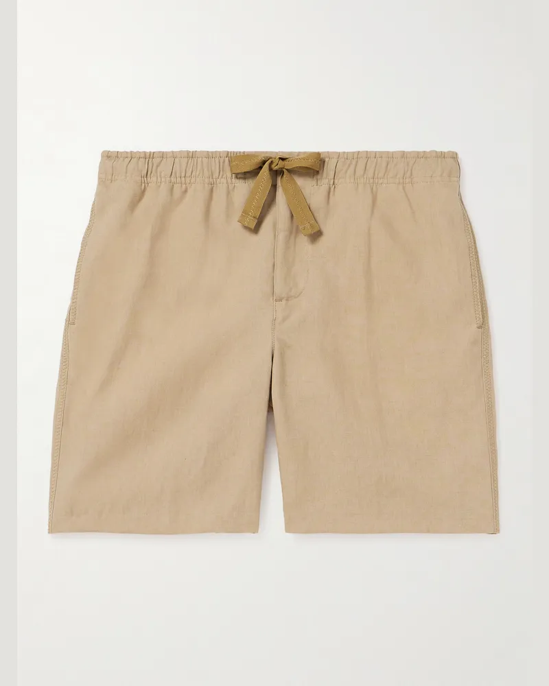 Orlebar Brown Alex Straight-Leg Linen Drawstring Shorts Neutrals