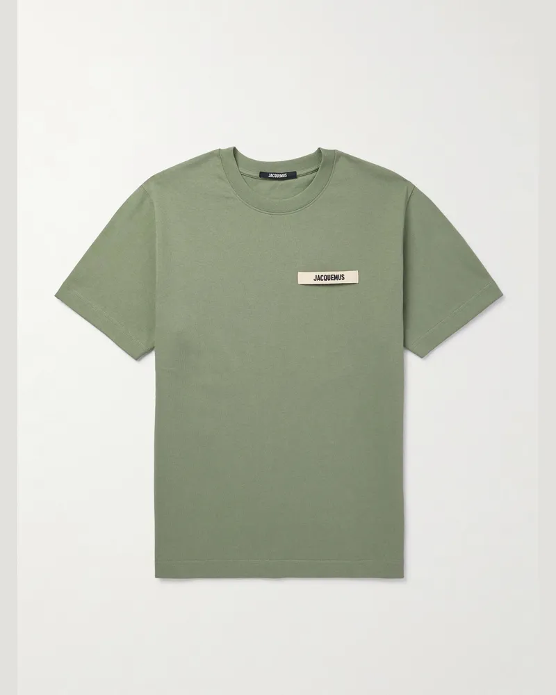 Jacquemus T-Shirt aus Baumwoll-Jersey mit Logoapplikation Grün