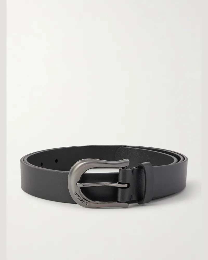 WTAPS 3cm Hoof Recycled-Leather Belt Black