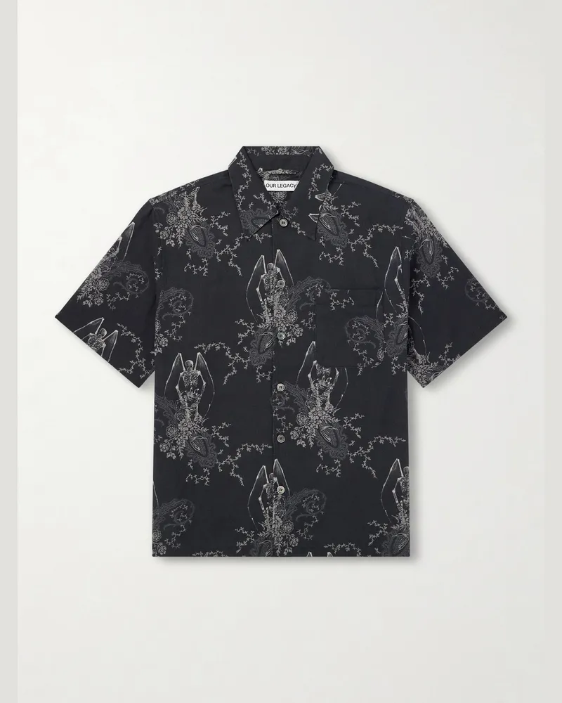 Our Legacy Every Hemd aus einer Baumwoll-Leinenmischung mit Print Schwarz