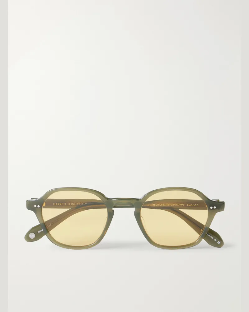Garrett Leight Temescal Hexagon-Frame Acetate Sunglasses Green