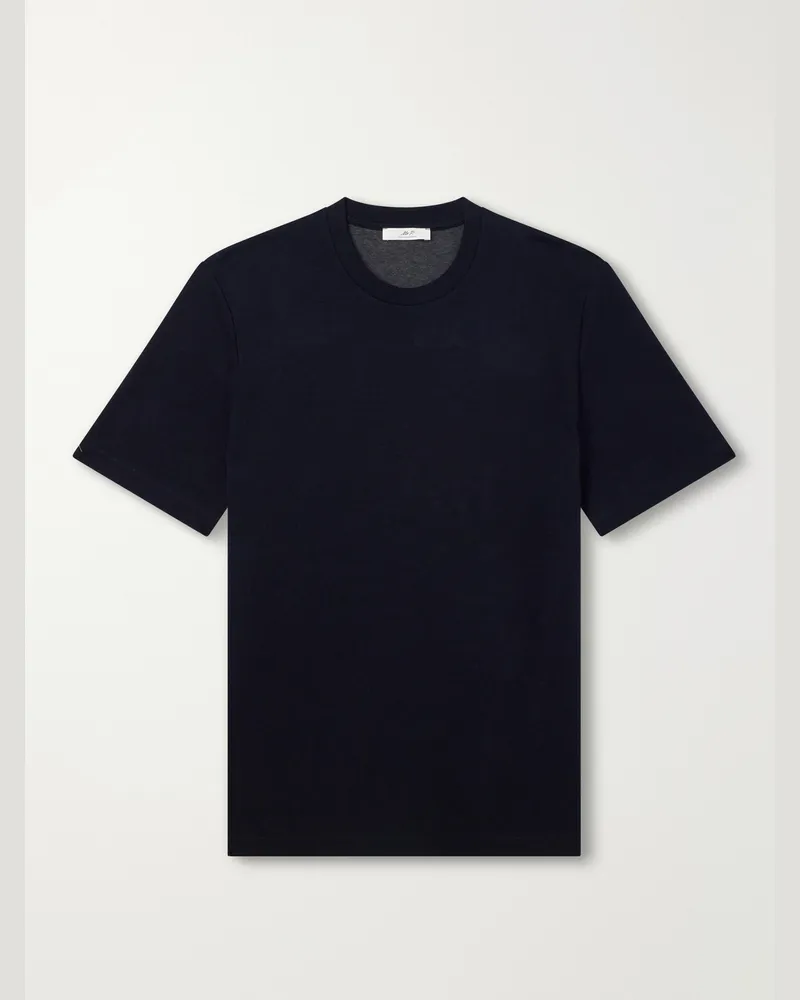 MR P. Cotton-Blend Double-Faced Jersey T-shirt Blue