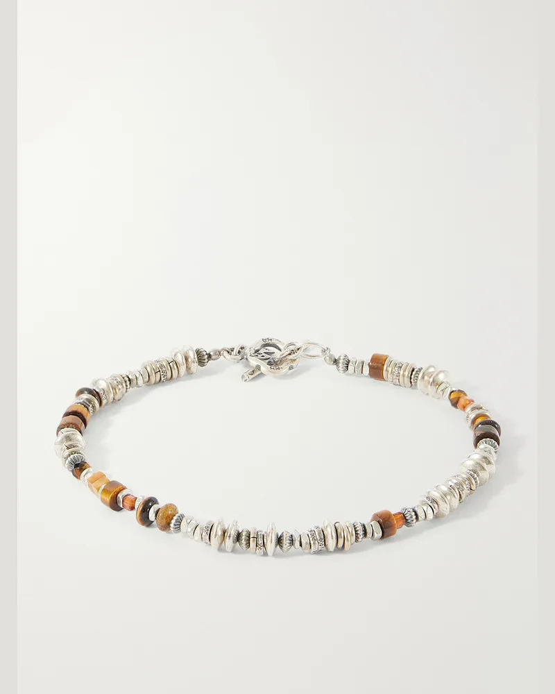 Peyote Bird Jemez Sterling Silver Garnet Bracelet Brown