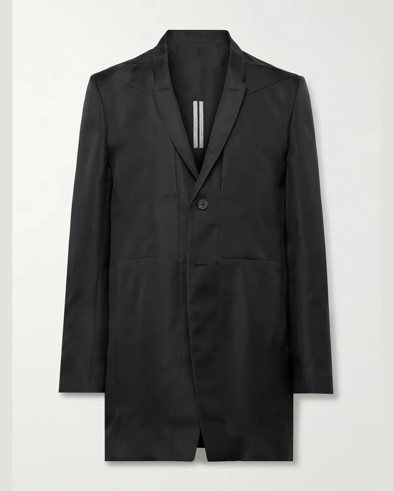 Rick Owens Lido schmal geschnittenes Sakko aus Grain de Poudre aus Seide Schwarz