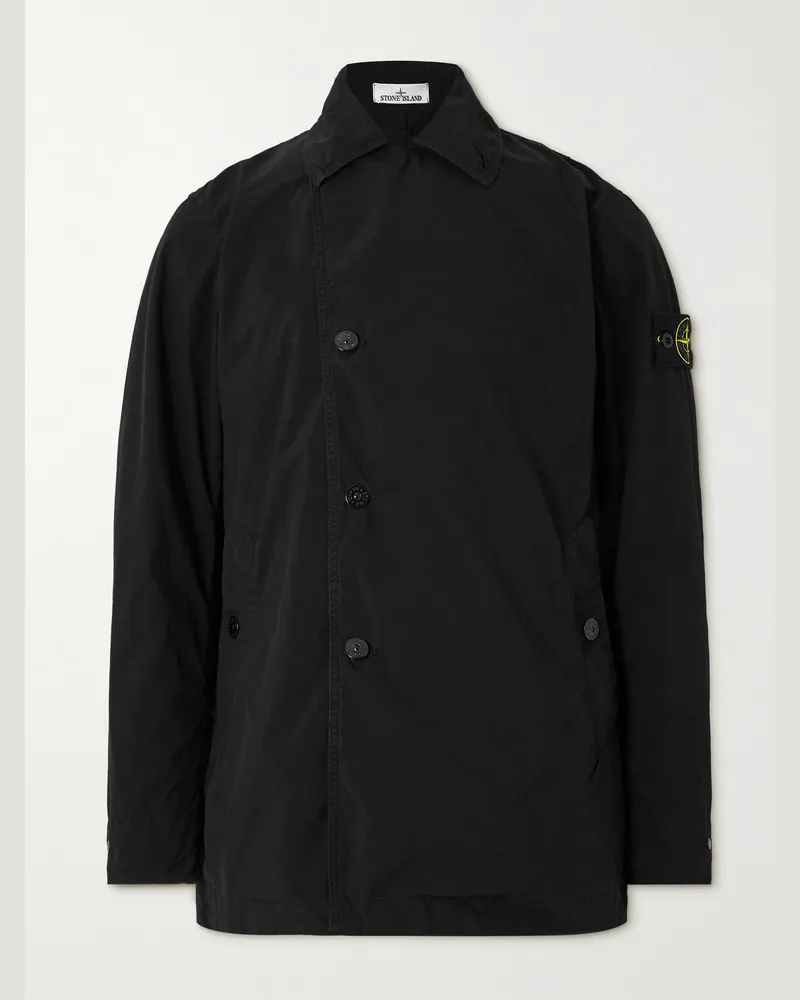 Stone Island Jacke aus Canvas mit Logodetail Schwarz
