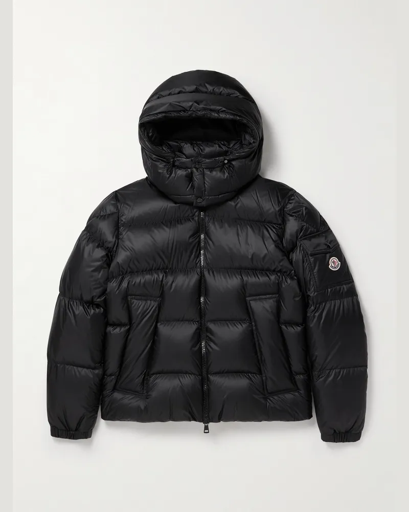 Moncler Couyere Daunenjacke aus gestepptem Micro-Ripstop mit Logoapplikation und Kapuze Schwarz